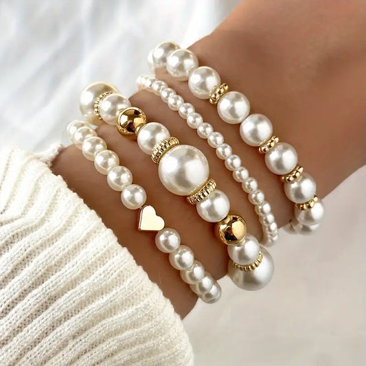 4-Piece Pearl Beaded Bracelet Set