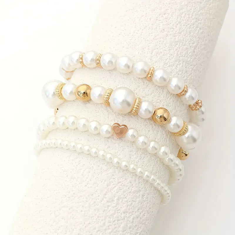 4-Piece Pearl Beaded Bracelet Set