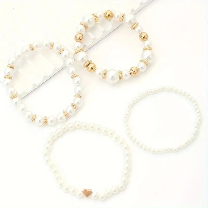 4-Piece Pearl Beaded Bracelet Set