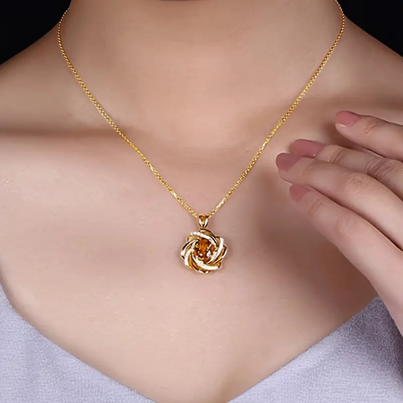 Elegant Spiral Flower Pendant Necklace