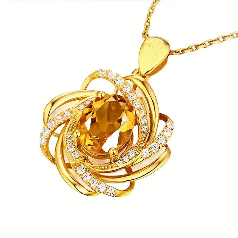 Elegant Spiral Flower Pendant Necklace